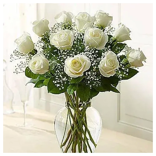 Ανθοδέσμη με 10 Λευκά Τριαντάφυλλα